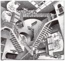Everything's relative: Relativity by M. C. Escher.